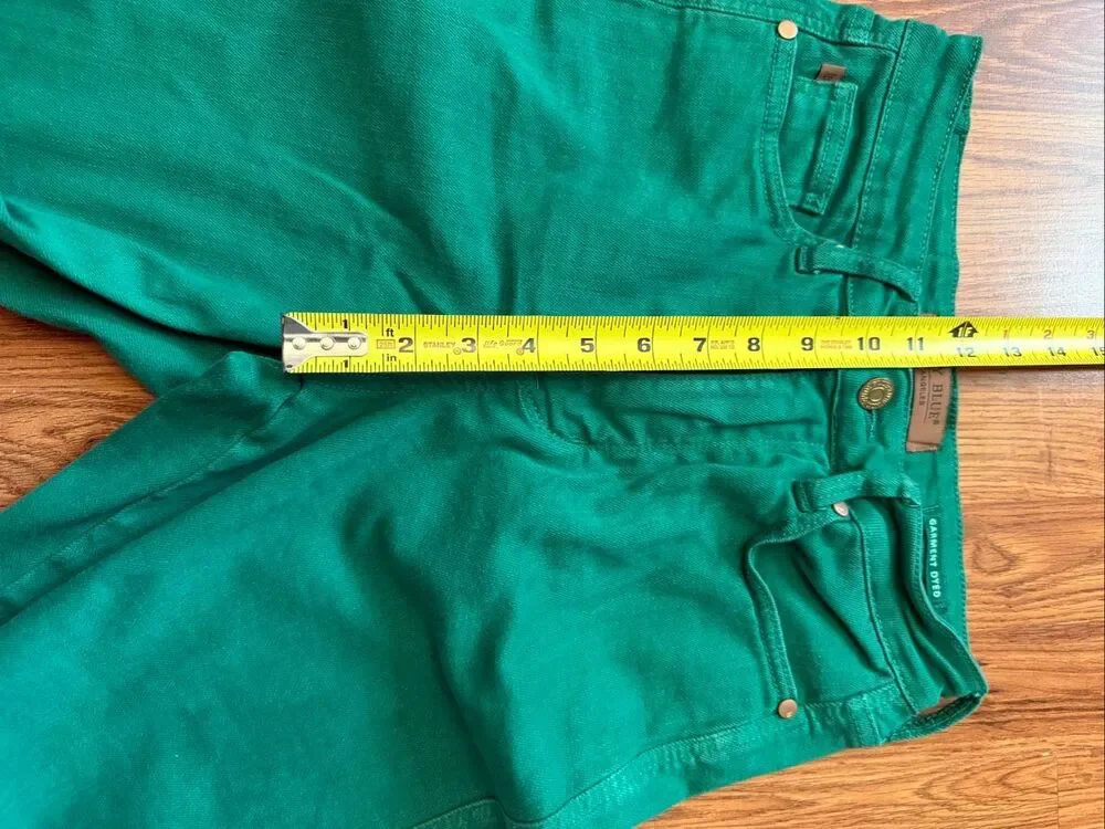 Judy Blue Women's Garment Dyed Raw Hem Cropped Wide Leg Jeans Kelly Green 3/26 - Picture 8 of 9